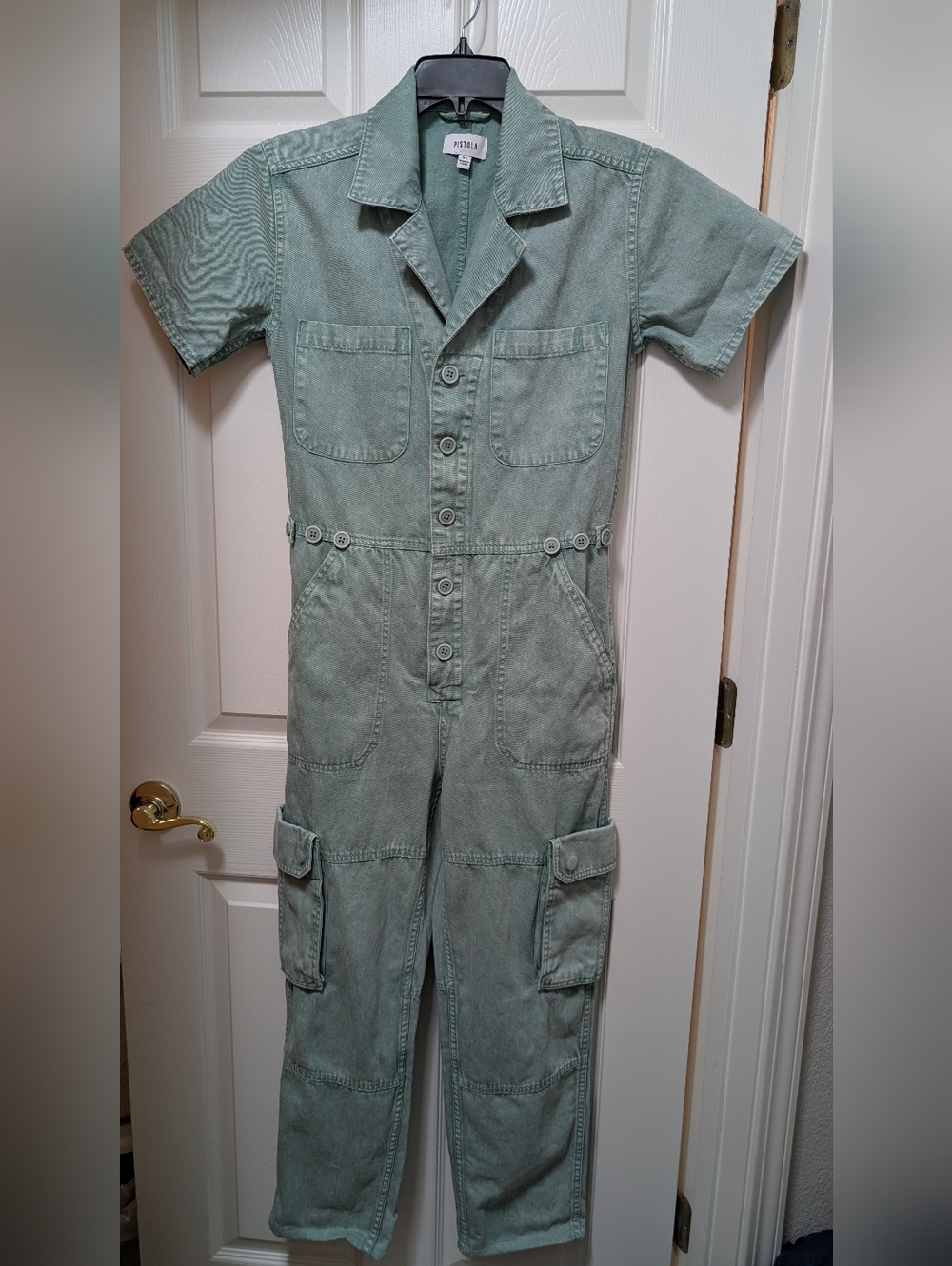 Pistola Grover Green Jumpsuit Cargo Pockets Aloe Snow Utility Size XS